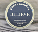 Inspirational Travel (Tin) Candle; BELIEVE