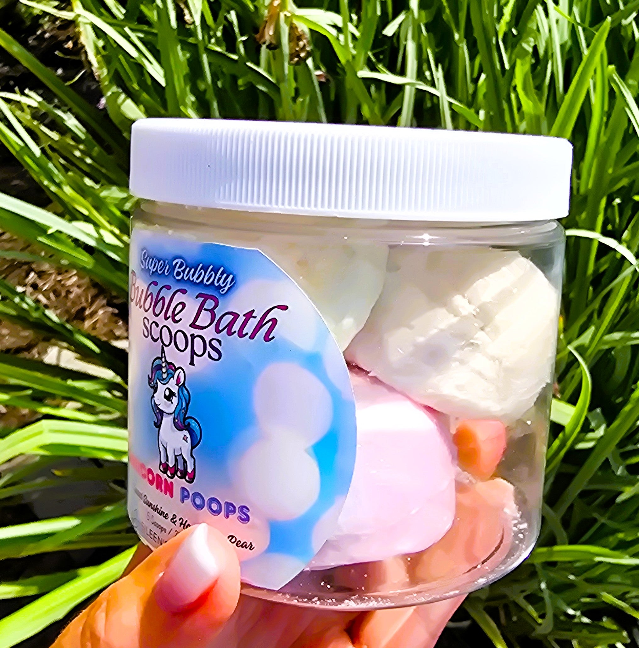 Cup of Super Bubbly Bubble-Bath Scoops (Unicorn Poops)