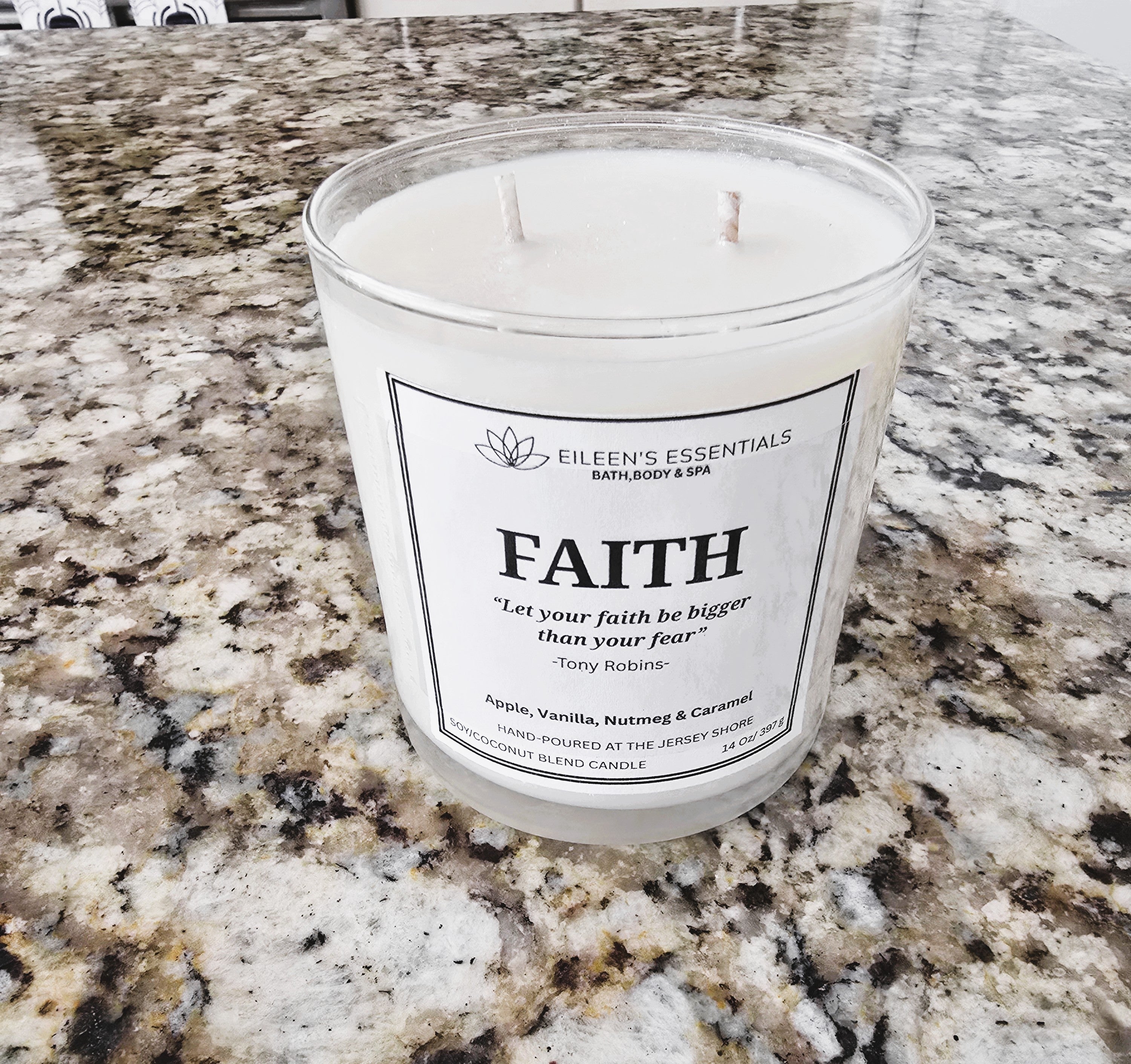Inspirational Glass Candle; FAITH