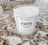 Inspirational Glass Candle; FAITH