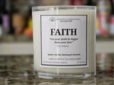 Inspirational Glass Candle; FAITH