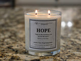 Inspirational Glass Candle; HOPE
