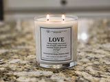 Inspirational Glass Candle; LOVE