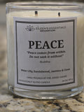 Inspirational Glass Candle; PEACE