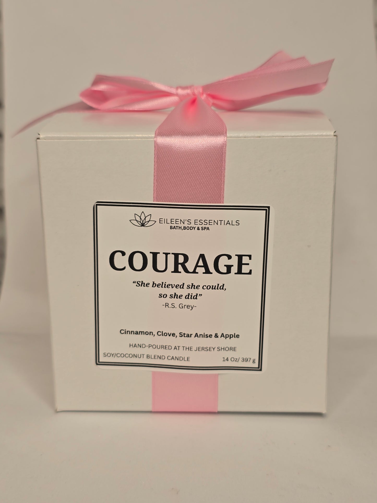 Inspirational Glass Candle; COURAGE