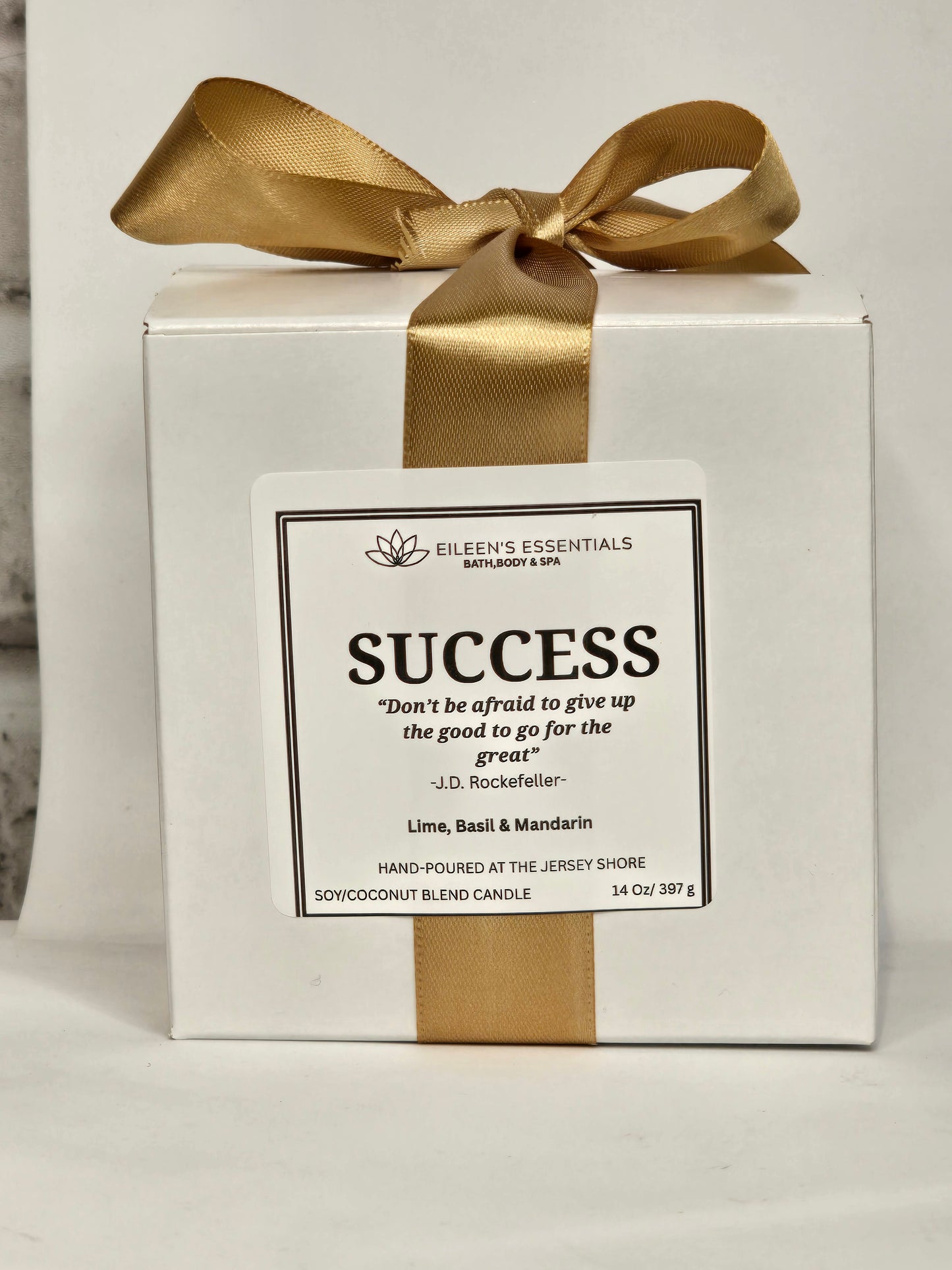 Inspirational Glass Candle; SUCCESS