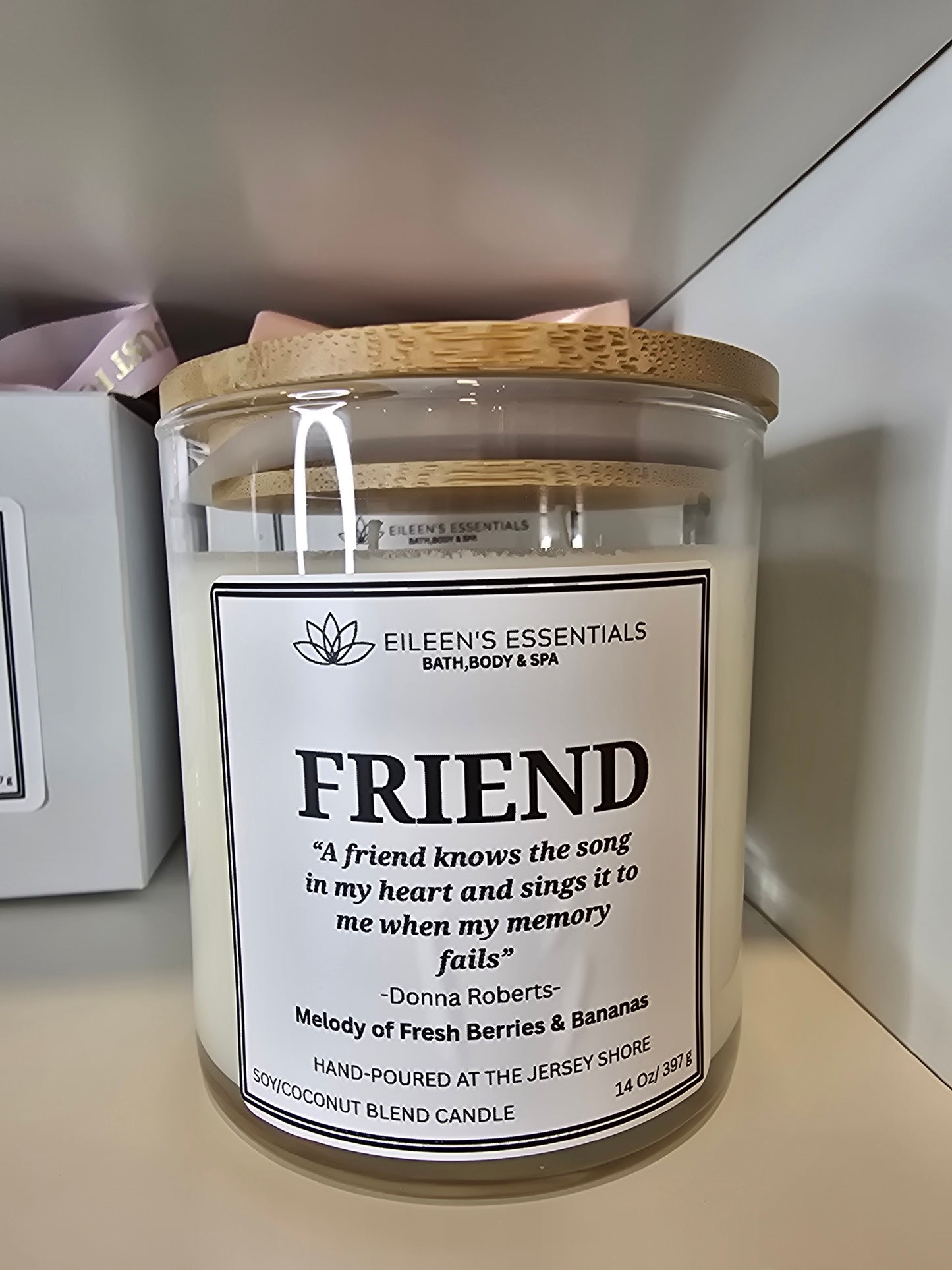 Inspirational Glass Candle; FRIEND