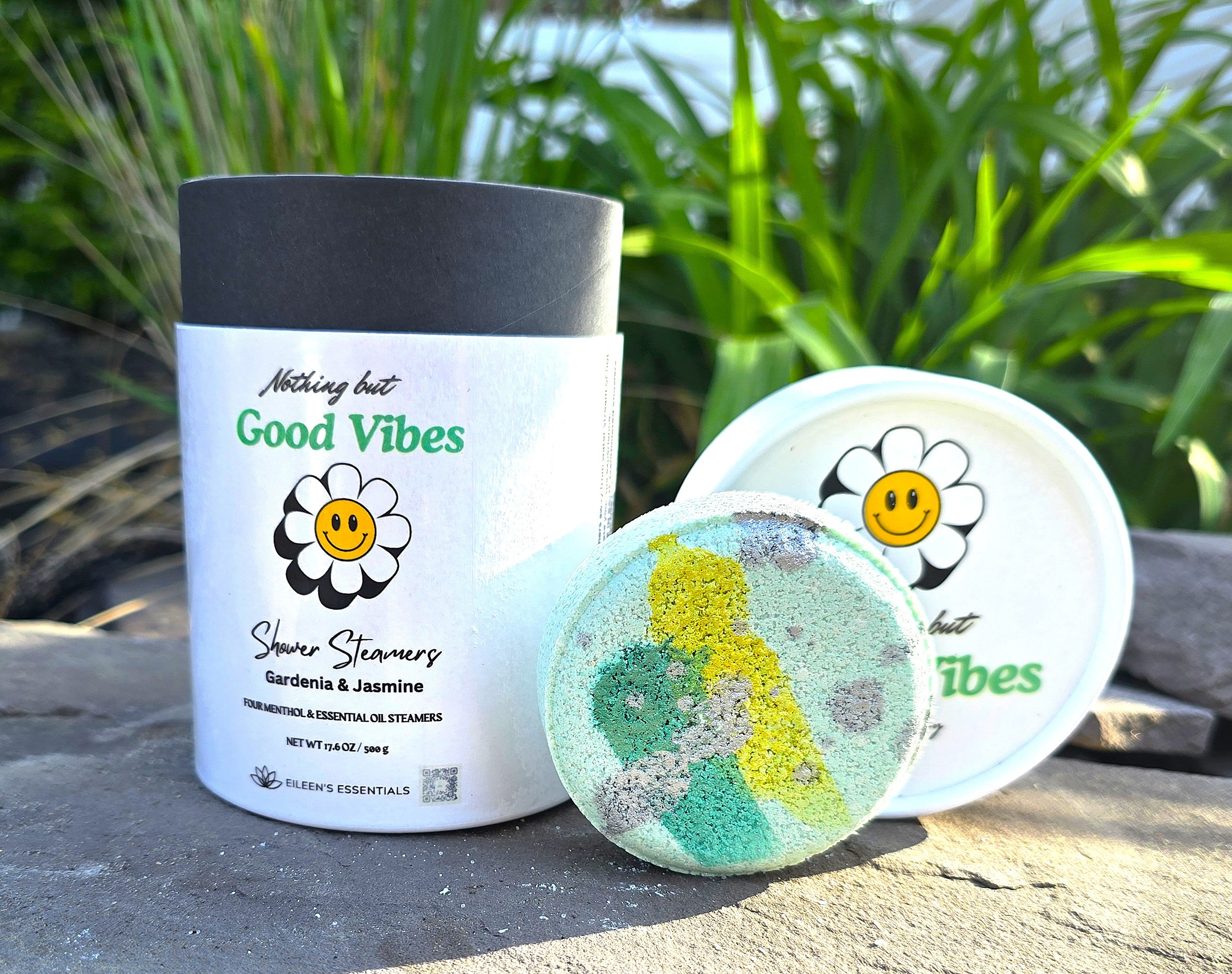 "Nothing But Good Vibes" Mentholated Shower Steamers; Gardenia, Jasmine & Menthol