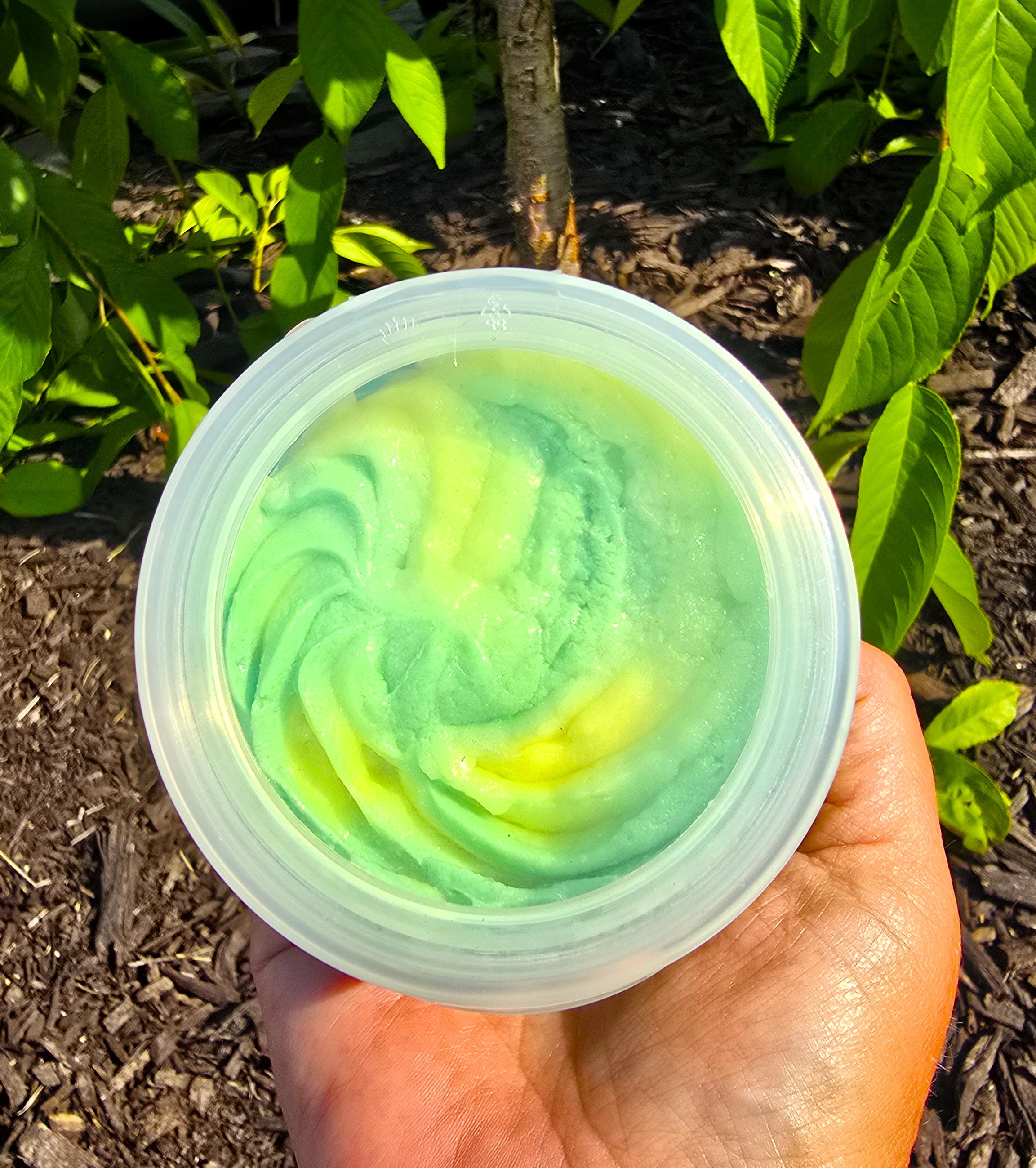 Colorful swirled whipped sugar scrub by eileen's essentials