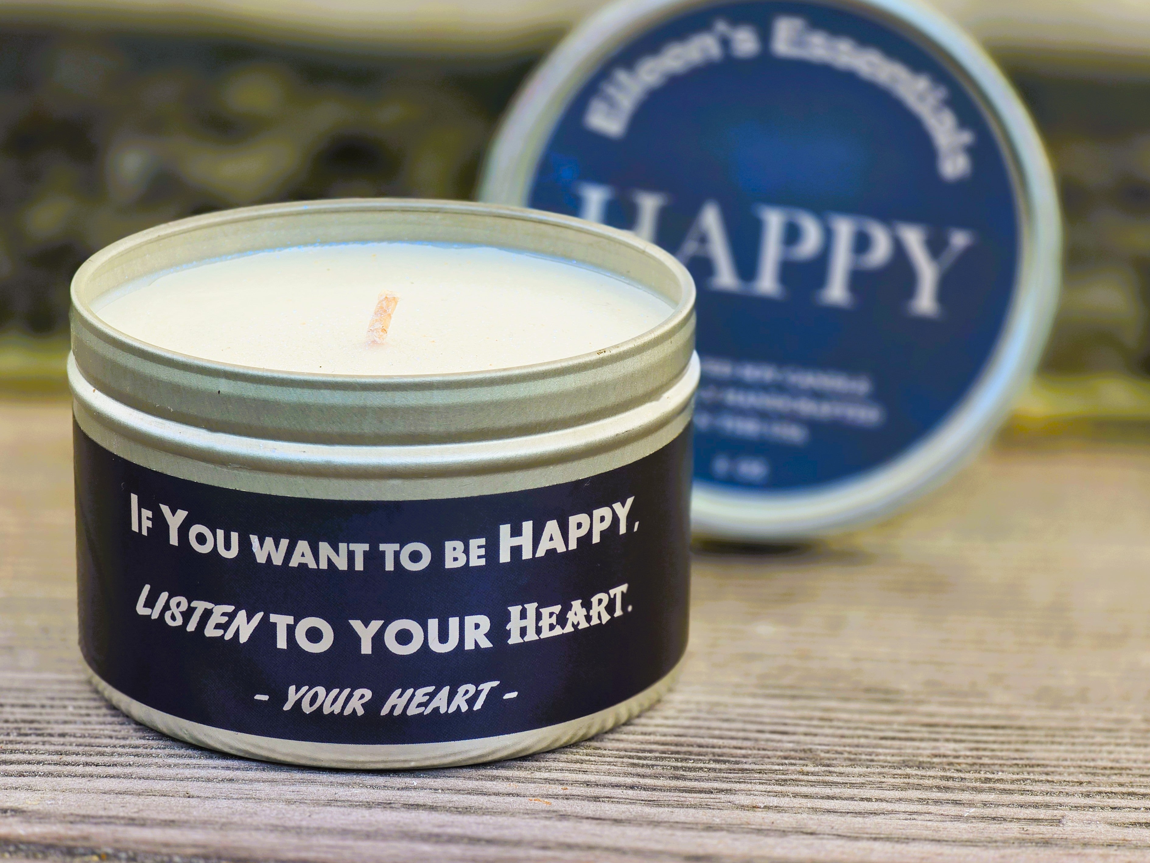 Inspirational Travel (Tin) Candle; HAPPY