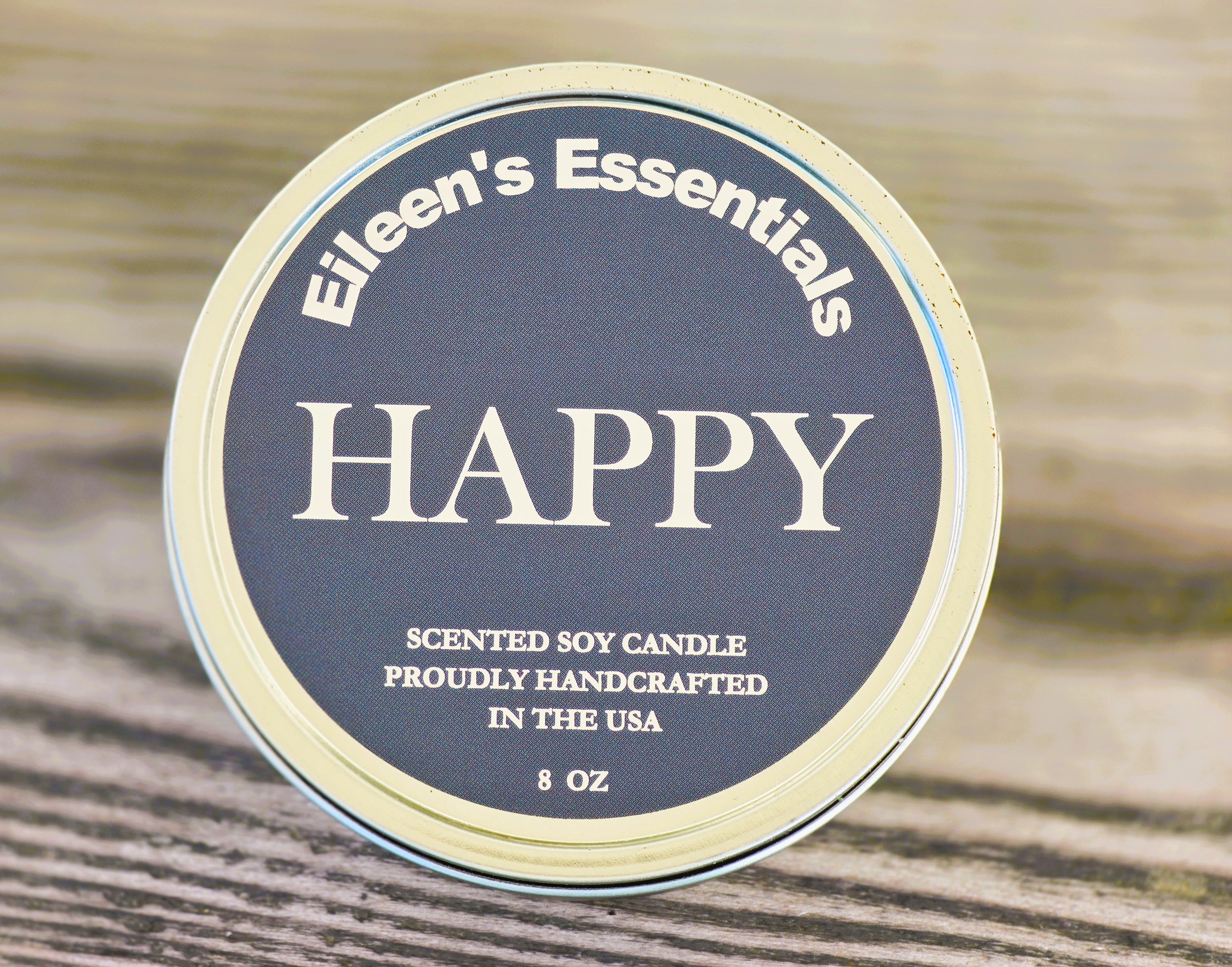 Inspirational Travel (Tin) Candle; HAPPY