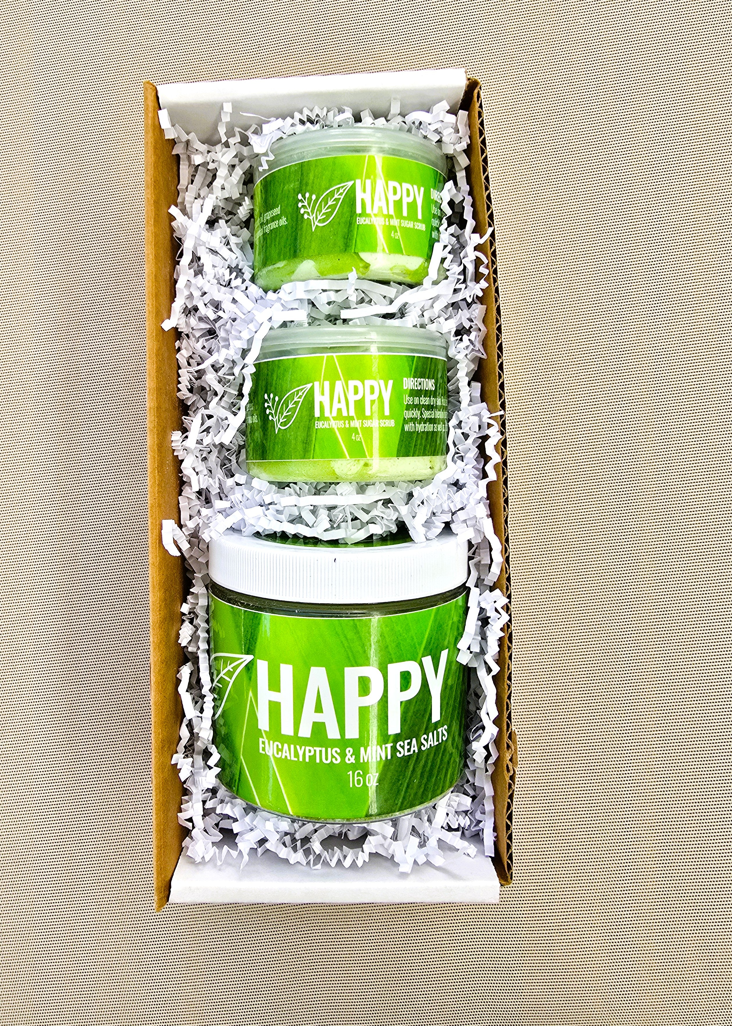 Skincare Collection/Sugar Scrub; "HAPPY" (Eucalyptus & Mint)