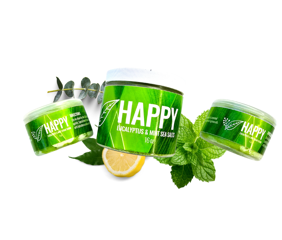 Skincare Collection/Sugar Scrub; "HAPPY" (Eucalyptus & Mint)