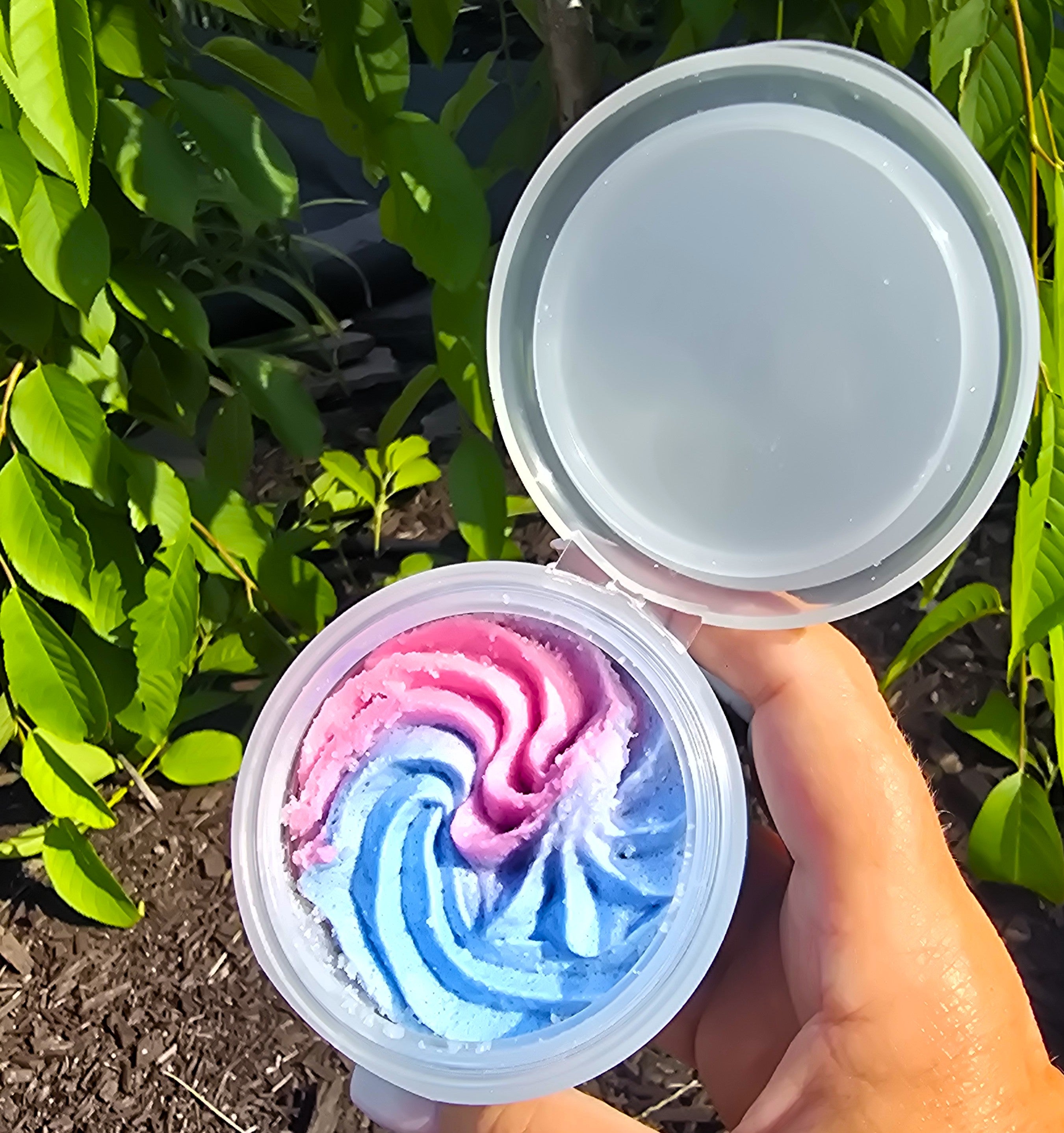 Colorful swirled whipped sugar scrub by eileen's essentials
