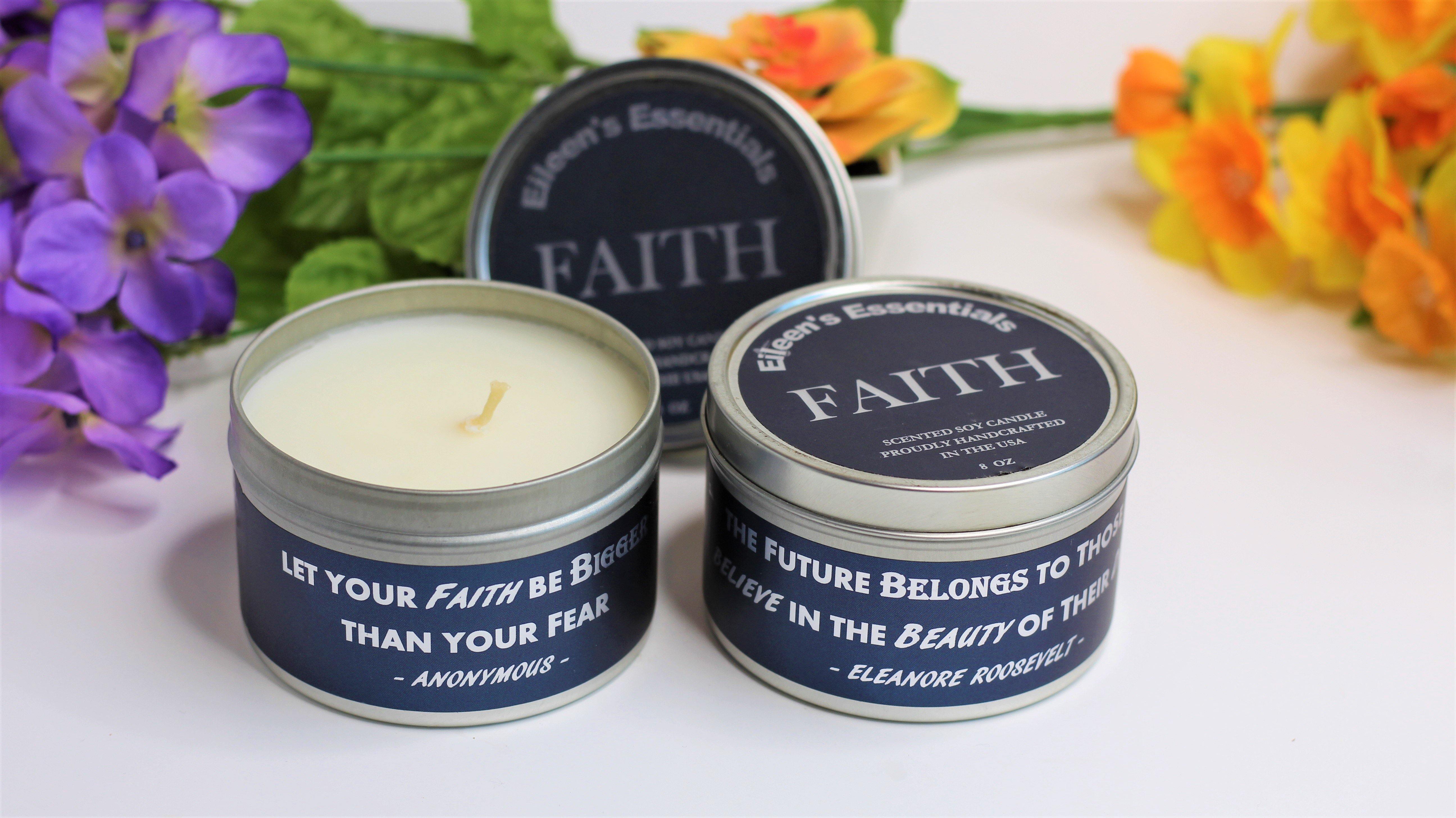 Inspirational Travel Candle; FAITH - Eileen's Essentials