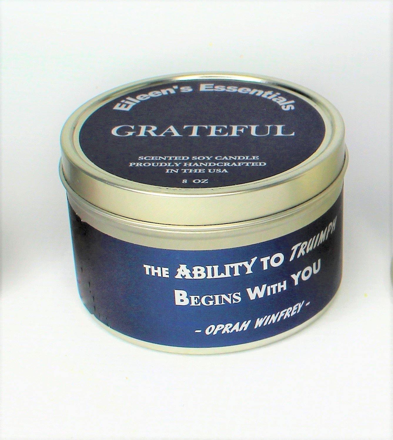 Inspirational Travel Candle; GRATEFUL - Eileen's Essentials