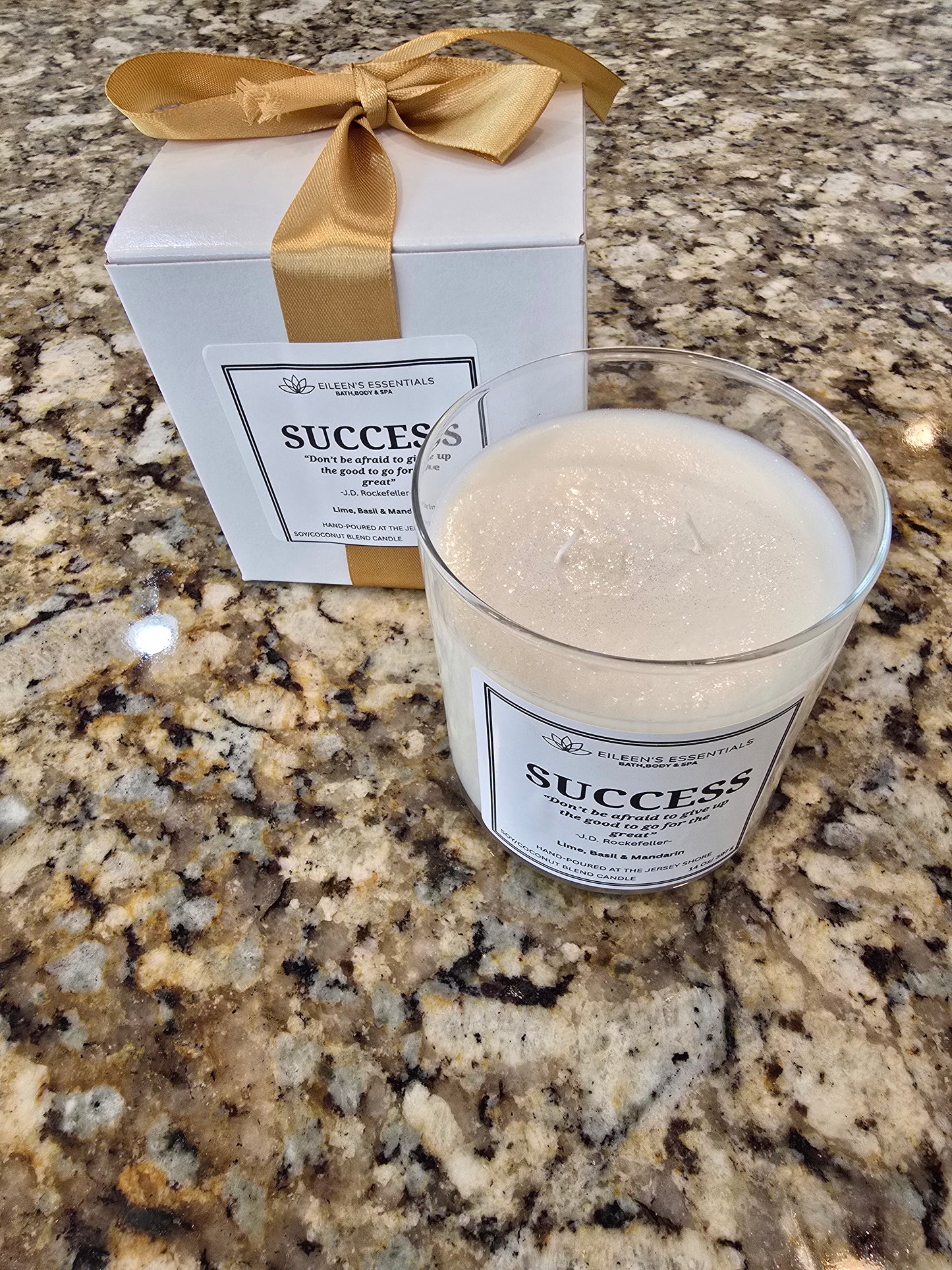 Inspirational Glass Candle; SUCCESS