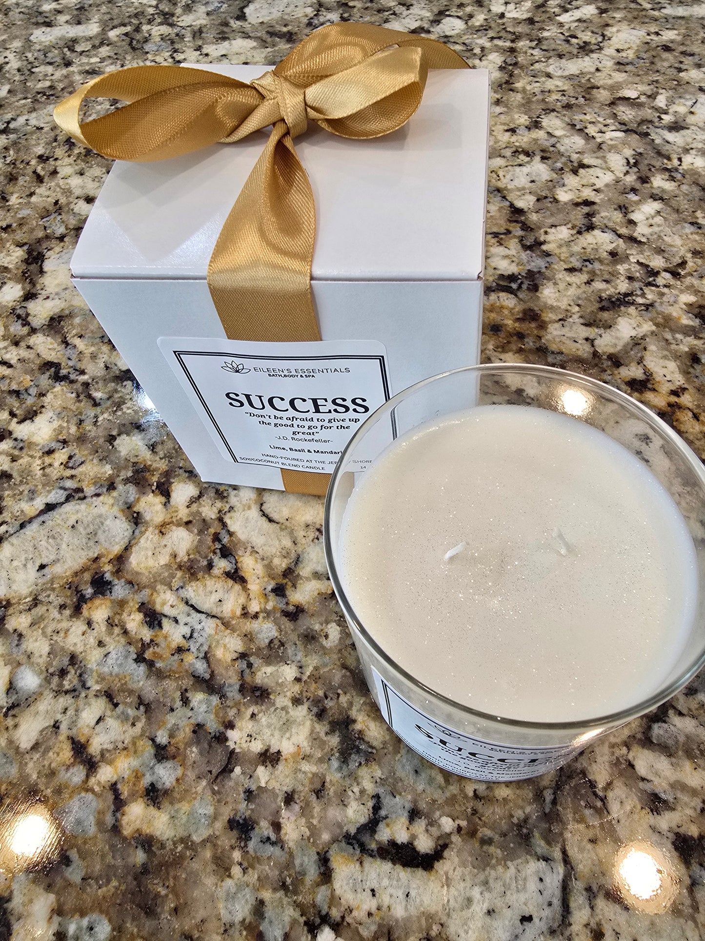 Inspirational Glass Candle; SUCCESS