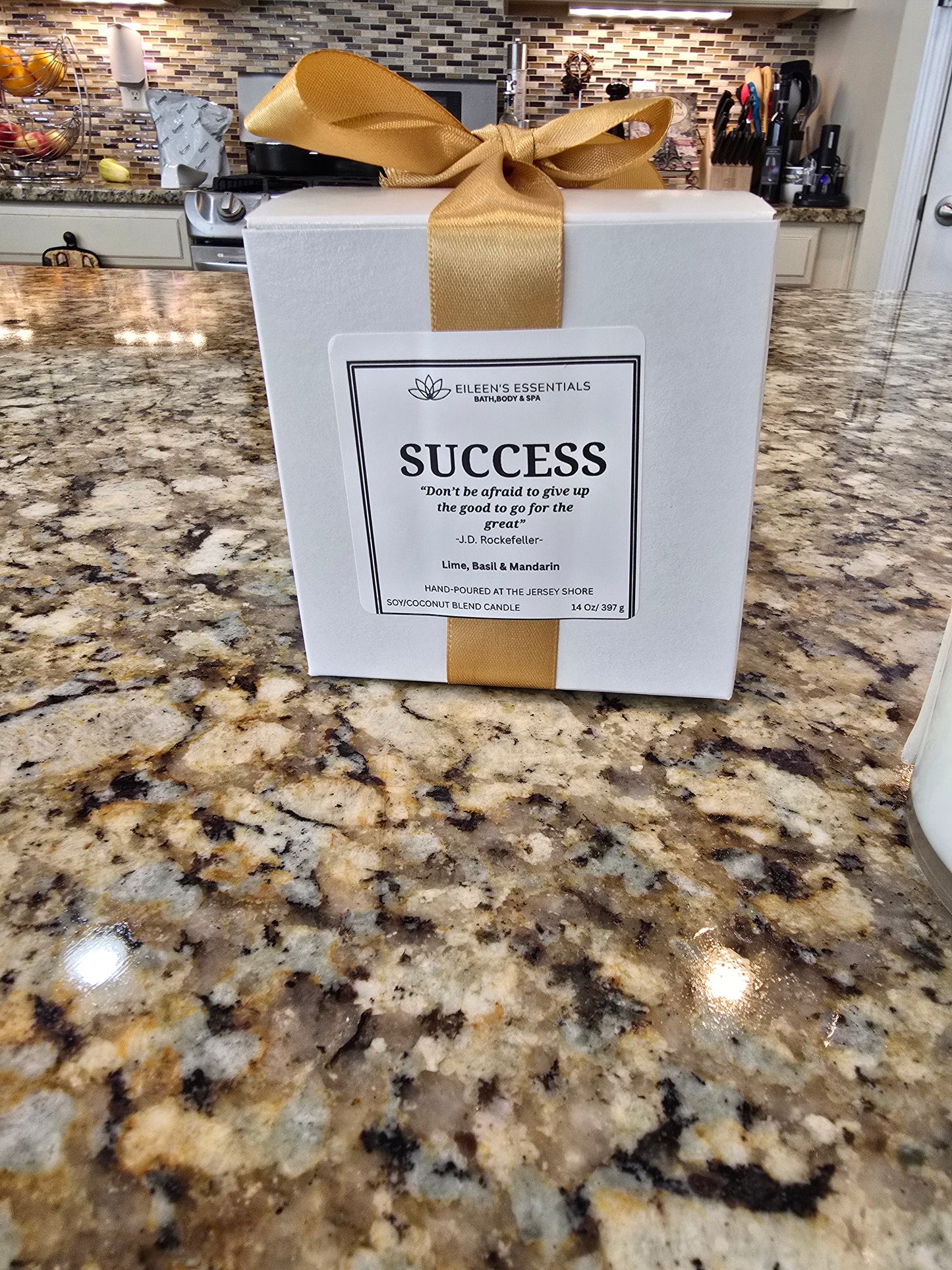 Inspirational Glass Candle; SUCCESS