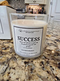 Inspirational Glass Candle; SUCCESS