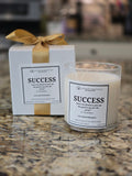 Inspirational Glass Candle; SUCCESS