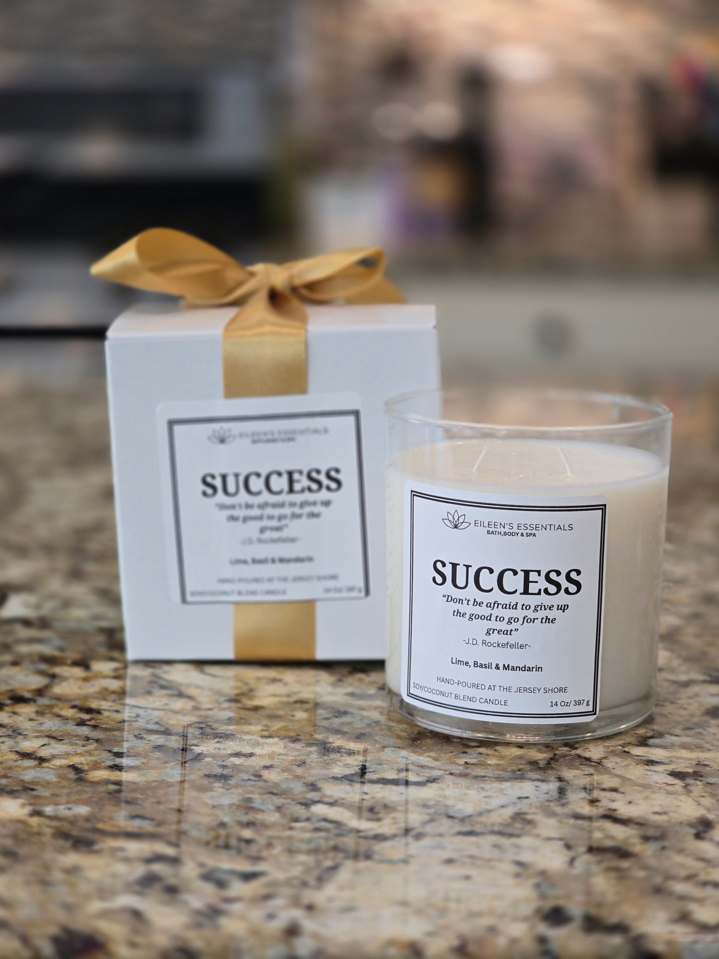Inspirational Glass Candle; SUCCESS