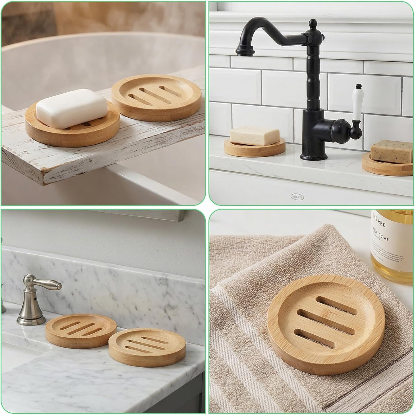 Bamboo Round Facial Soap Dish