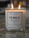 Inspirational Glass Candle; FAMILY