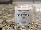 Inspirational Glass Candle; GRATEFUL