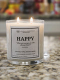 Inspirational Glass Candle; HAPPY
