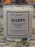Inspirational Glass Candle; HAPPY