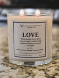 Inspirational Glass Candle; LOVE