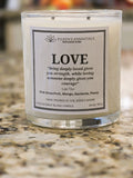 Inspirational Glass Candle; LOVE