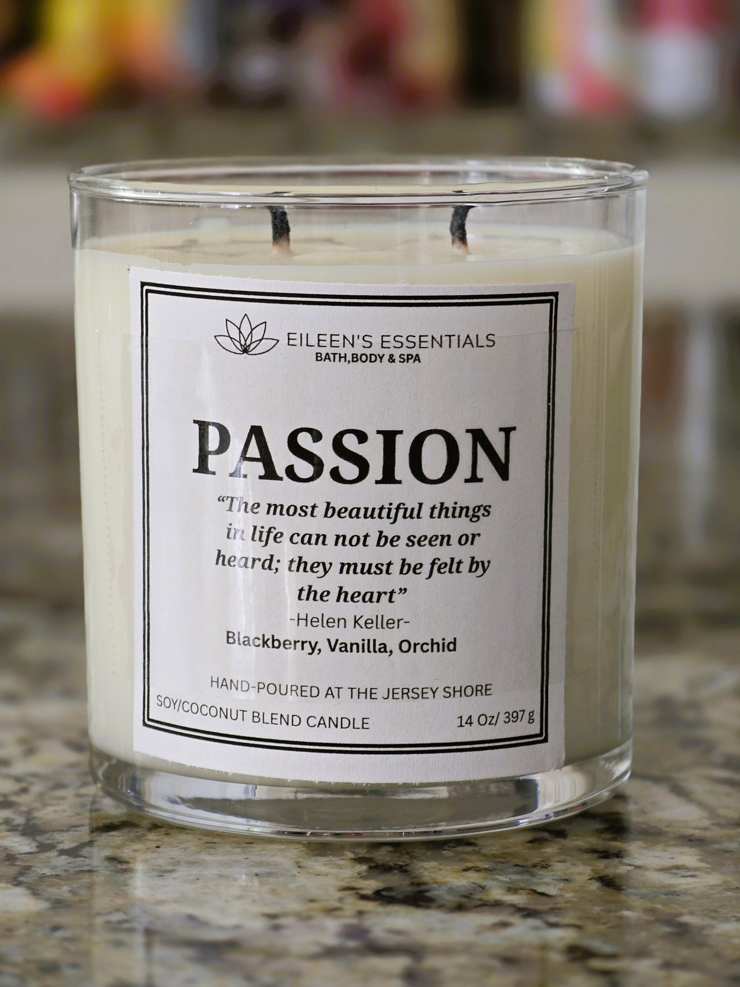 Inspirational Glass Candle; PASSION