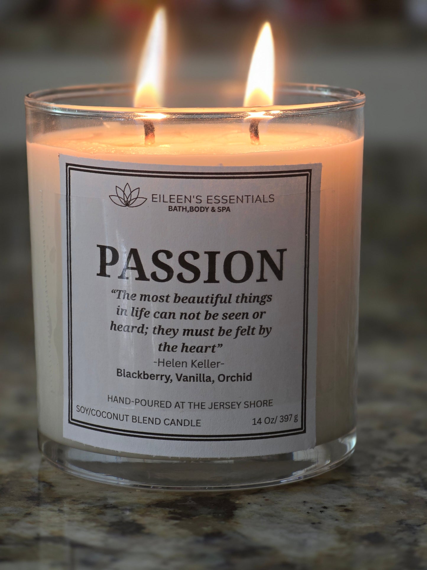 Inspirational Glass Candle; PASSION