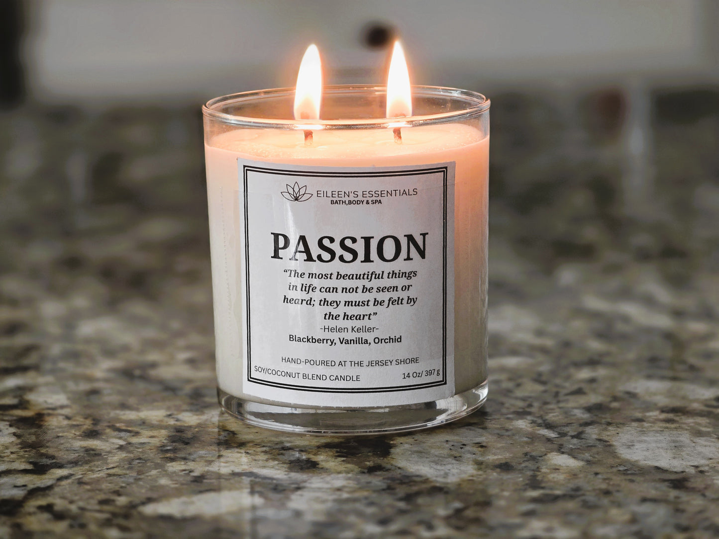 Inspirational Glass Candle; PASSION