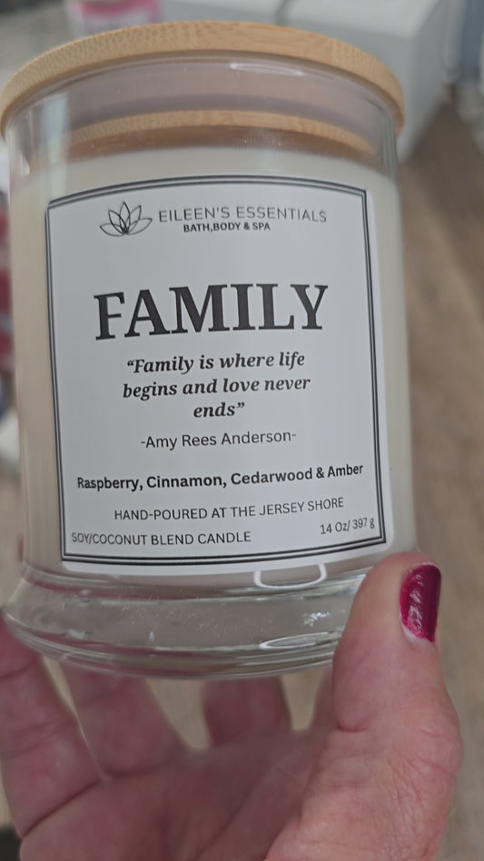 Inspirational Glass Candle; FAMILY