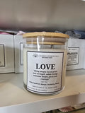 Inspirational Glass Candle; LOVE