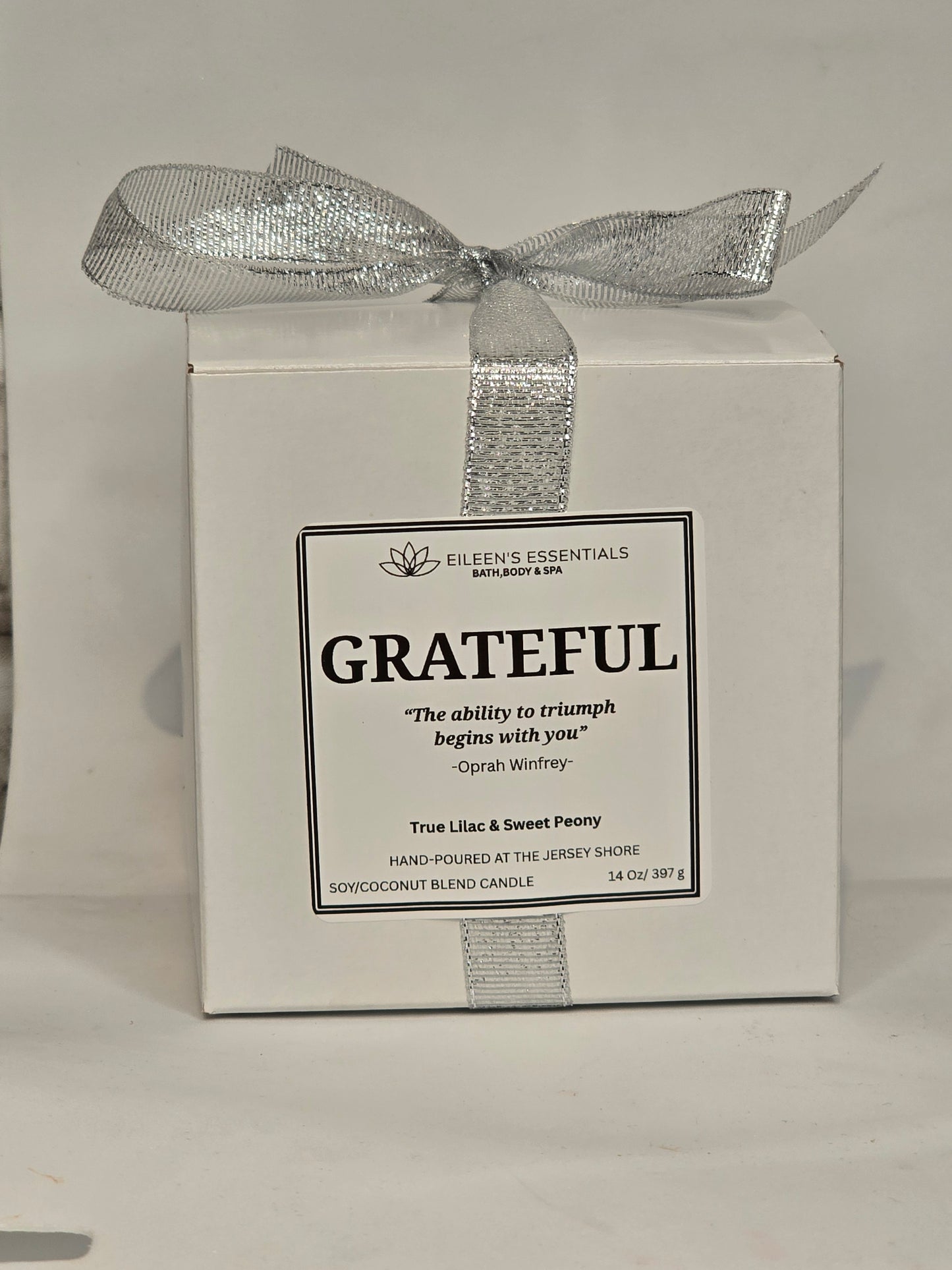 Inspirational Glass Candle; GRATEFUL
