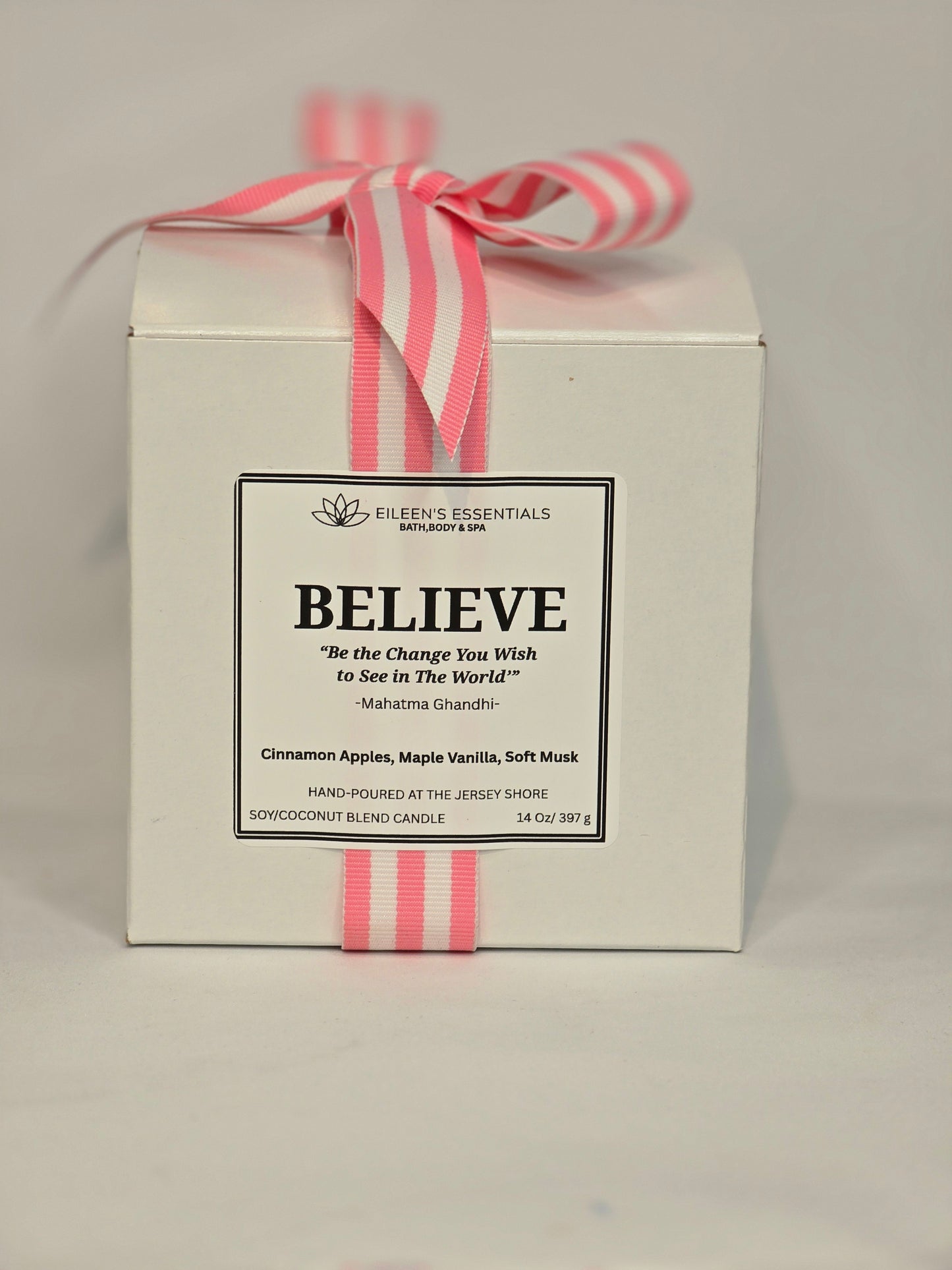 Inspirational Glass Candle; BELIEVE