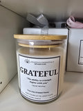 Inspirational Glass Candle; GRATEFUL