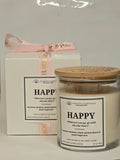 Inspirational Glass Candle; HAPPY