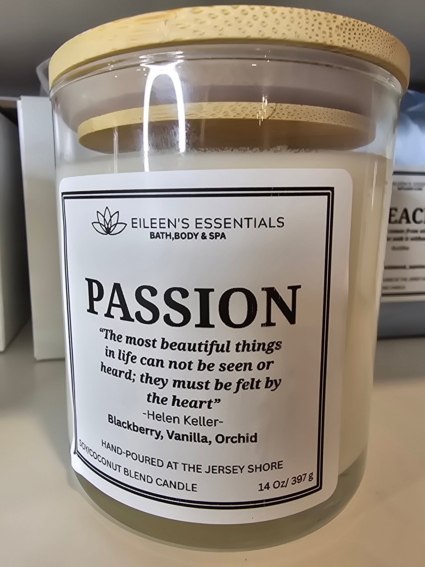 Inspirational Glass Candle; PASSION