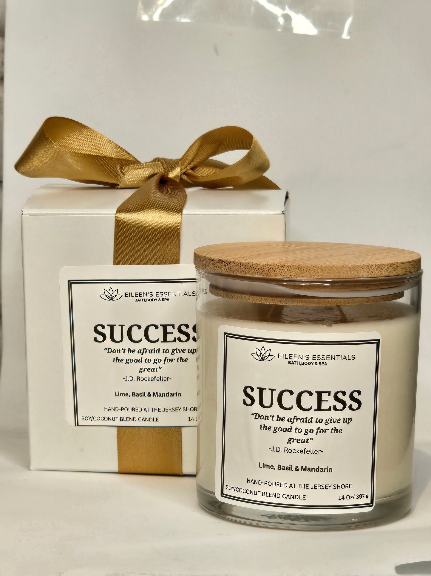 Inspirational Glass Candle; SUCCESS