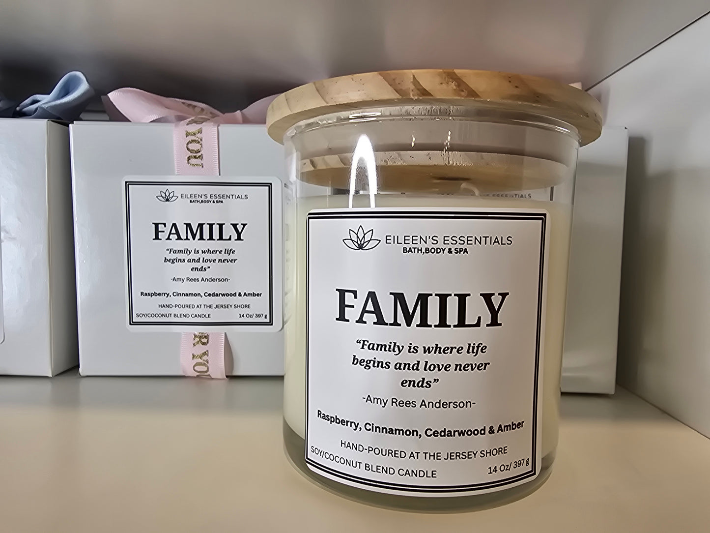 Inspirational Glass Candle; FAMILY