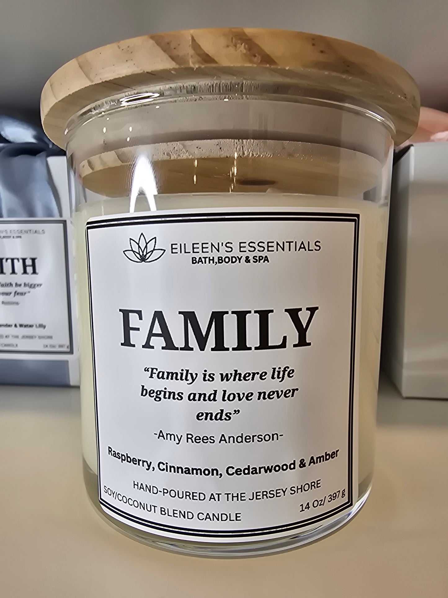 Inspirational Glass Candle; FAMILY