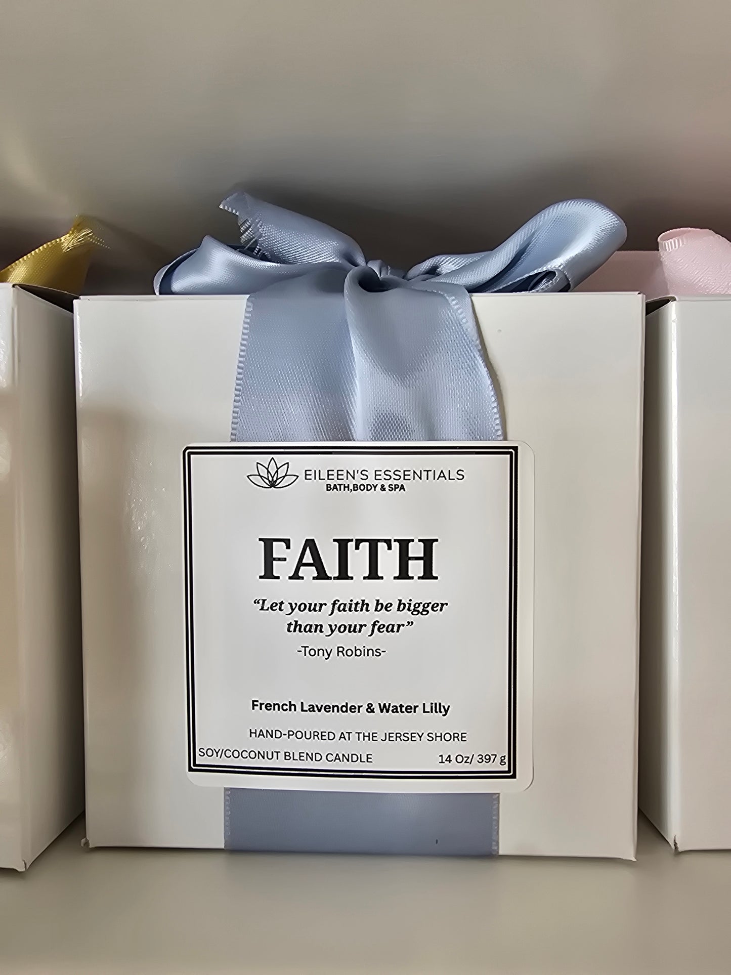 Inspirational Glass Candle; FAITH