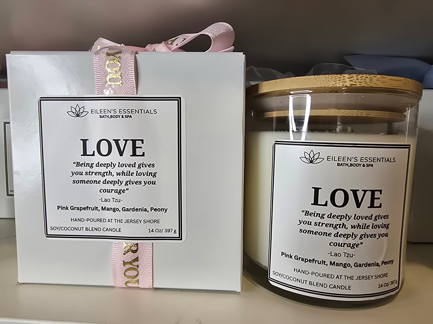 Inspirational Glass Candle; LOVE