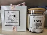 Inspirational Glass Candle; LOVE