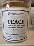 Inspirational Glass Candle; PEACE